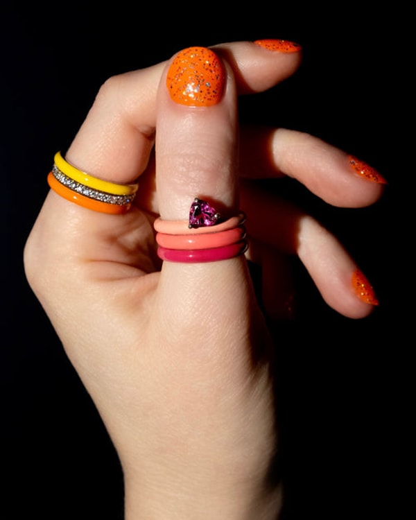 FRY POWERS Gem + Enamel Stacking Ring in Petal Pink Review