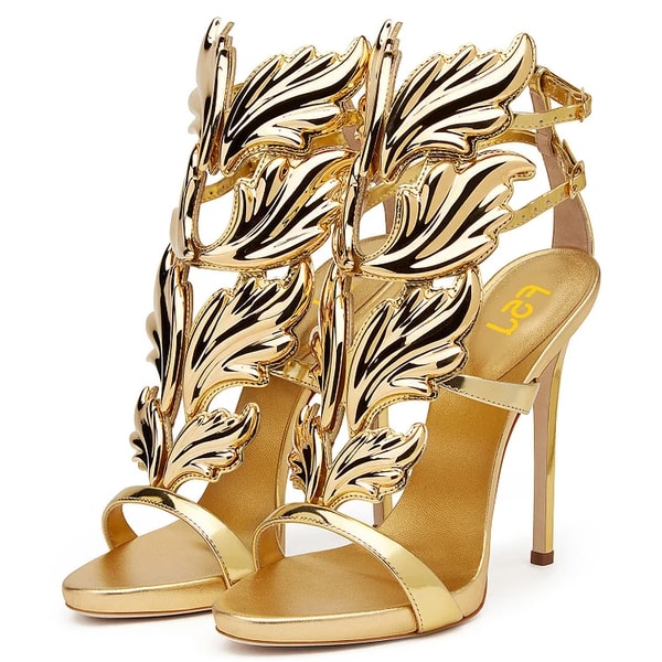 FSJ SHOES Gold Evening Shoes Luxury Metallic Heels Stiletto Sandals for Party Review