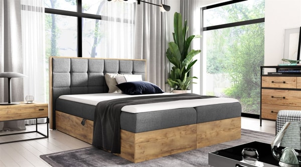 Boxspringbett Schlafzimmerbett KALYPSO 180x200cm Stoff Grau Bewertungen