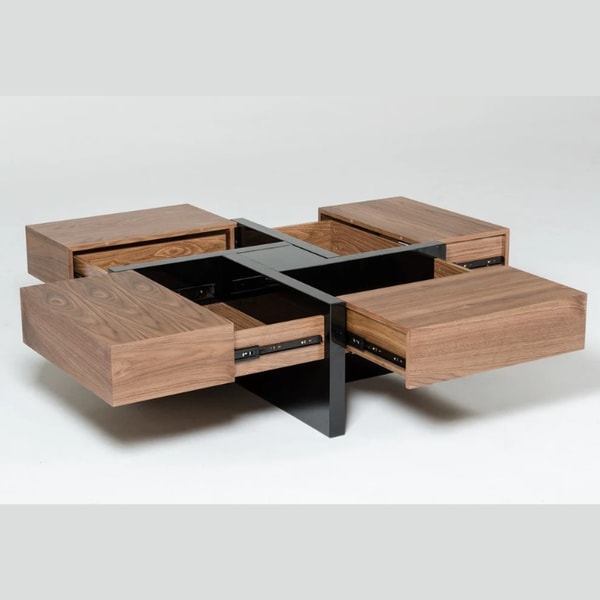 Shop Houzz Makai Modern Walnut and Black Square Coffee Table Review