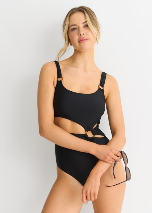 Gini London Black Cut out Ring Detail Swimsuit Reviews