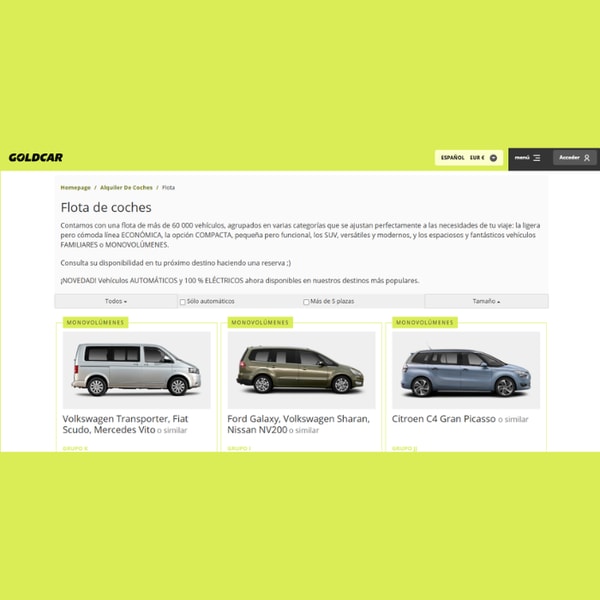 Flota de alquiler de coches Goldcar Rese&ntilde;a