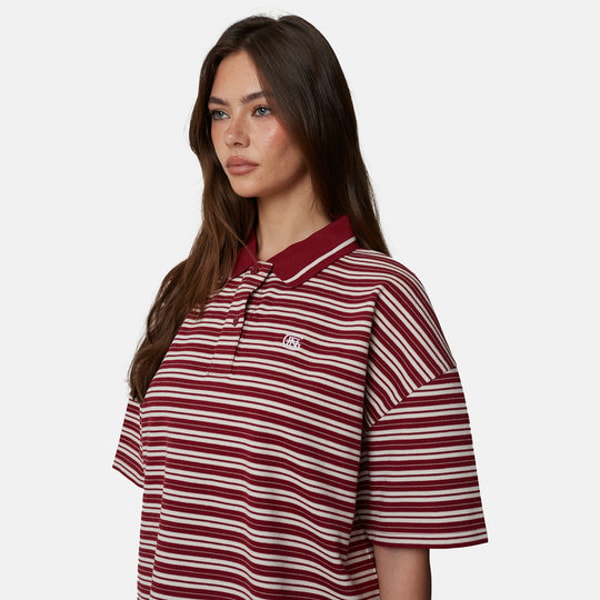 Good For Nothing Monogram Maroon Striped Short Sleeve Polo Review