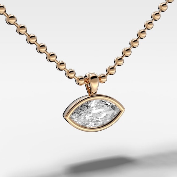 Good Stone Bezel Set Pendant Beaded Necklace with East West Marquise Cut Diamond Review