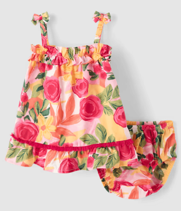 Gymboree Baby Girls Floral Tassel Bow Shoulder Dress Review