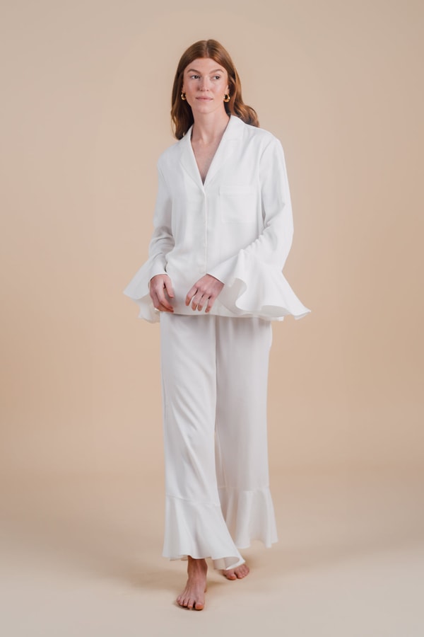 Half Asleep Long Sleeve Ruffle Pant Set Cloud review