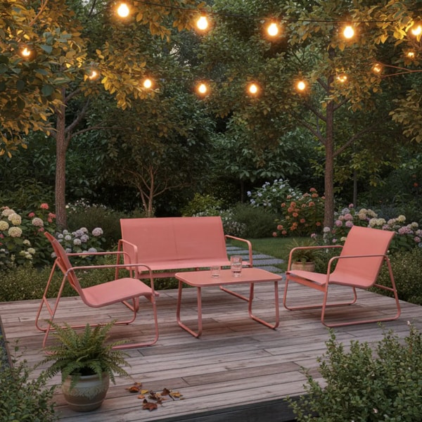 Happy Garden Set di mobili da giardino in textilene a 4 posti in terracotta Recensione