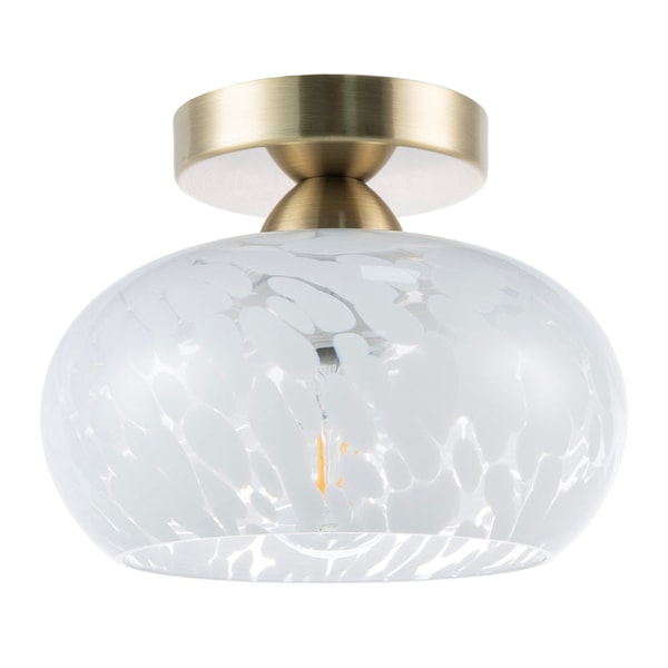 Happy Homeware Antique Brass Ceiling Light Fitting with White Snowflake Glass Shade Review