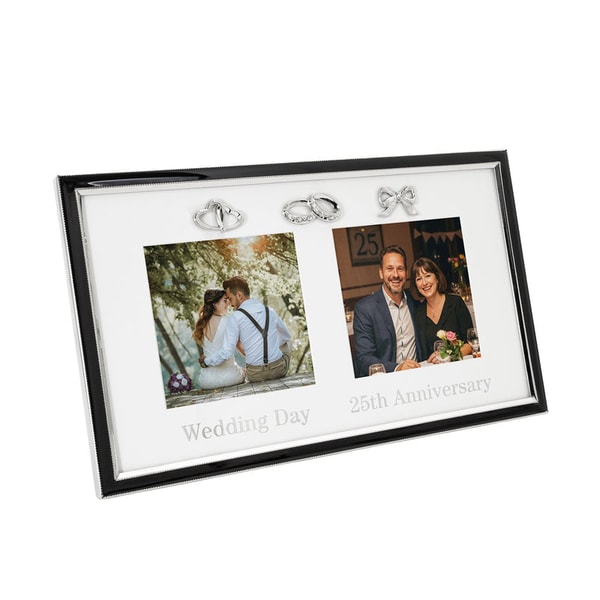 Happy Homeware 25th Anniversary and Wedding Day Picture Frame in Silver and Black with Icons Review