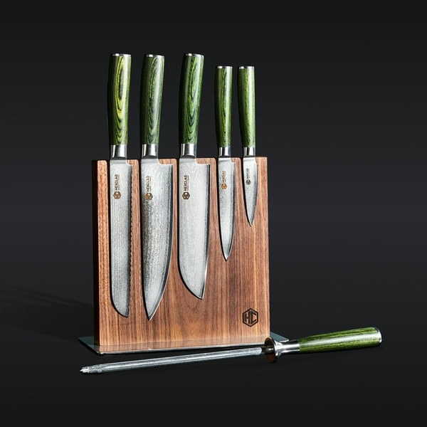 HexClad 6 pc Japanese Damascus Steel Knife Set w/ Magnetic Knife Block Reviews