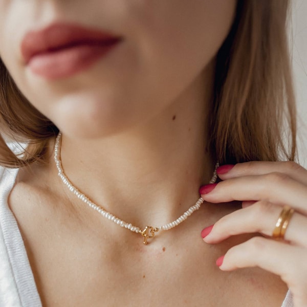Hey Happiness Pearl Heart Sterling Silver Clasp Choker Necklace Gold Review