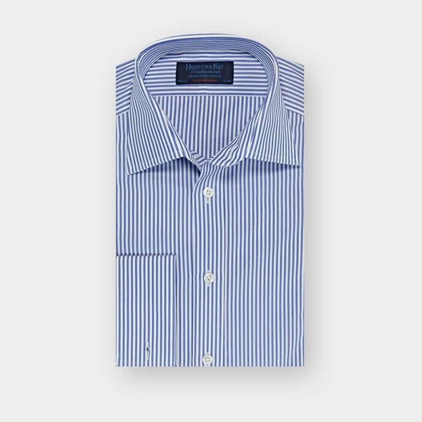 hilditch and key dress shirts Hilditch & Key Gray Striped Long Sleeve French Cuff Dress Shirt Sz 16