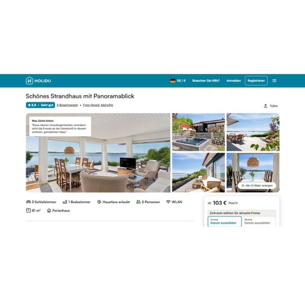 Holidu Sch&ouml;nes Strandhaus mit Panoramablick Bewertung