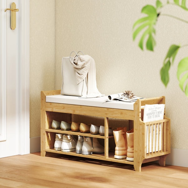 HomCom 2-Tier Shoe Bench with Cushioned Seat Review