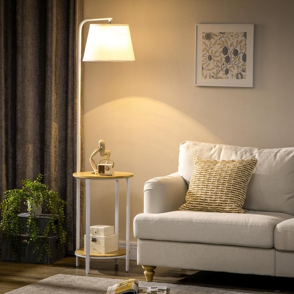 Homeheart Gulvlampe i hvitt metall, 40W, linskjerm, 162 cm h&oslash;yde Anmeldelse