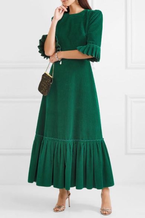 House of Huntington The Vampire&rsquo;s Wife Emerald Green Cord Velvet Falconetti Festival Maxi Dress Review