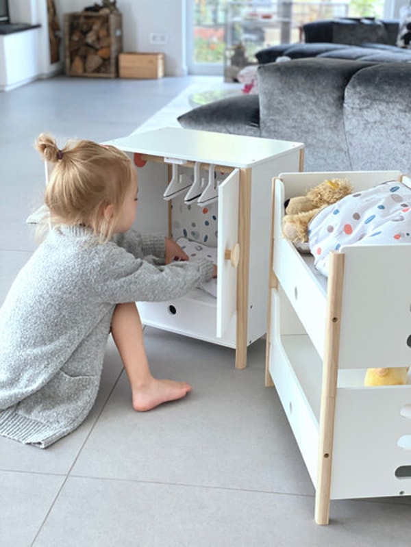 Houten speelgoed Poppen Kledingkast Beoordeling