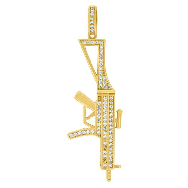 ICED OUT Premium Bling - 925 Sterling Silber AK Gewehr Anh&auml;nger gold Bewertung