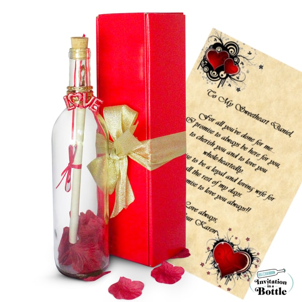 Invitation In A Bottle Heart of Roses Romantic Message In A Bottle Letter Review
