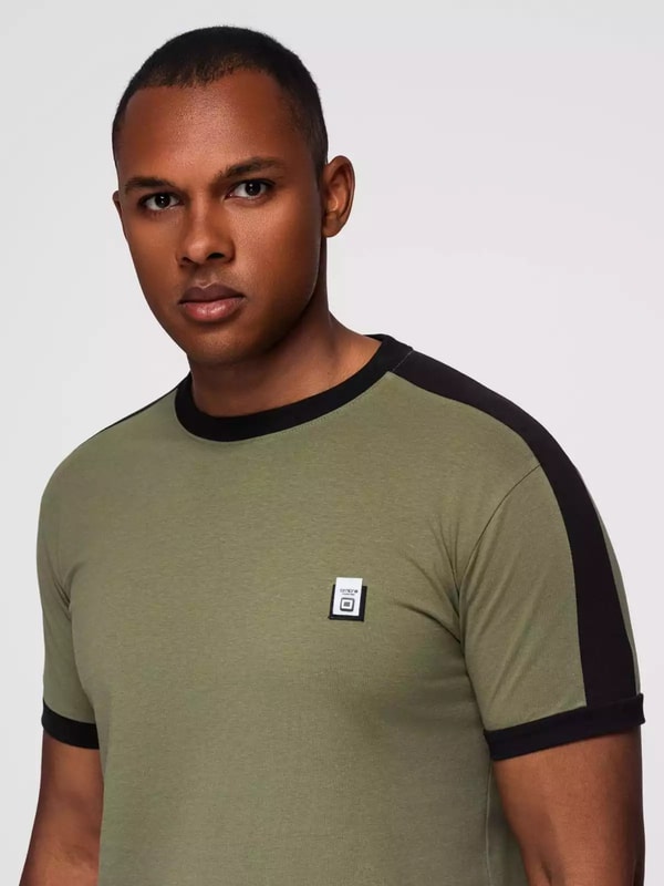 Italian-Style Ombre - T-Shirt Heren - Olijfgroen - met bies Beoordeling