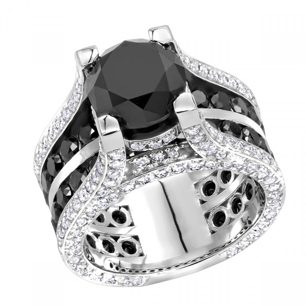 ItsHot Unique 14K Gold Large White and Black Diamond Ring 12ct by Luxurman Review