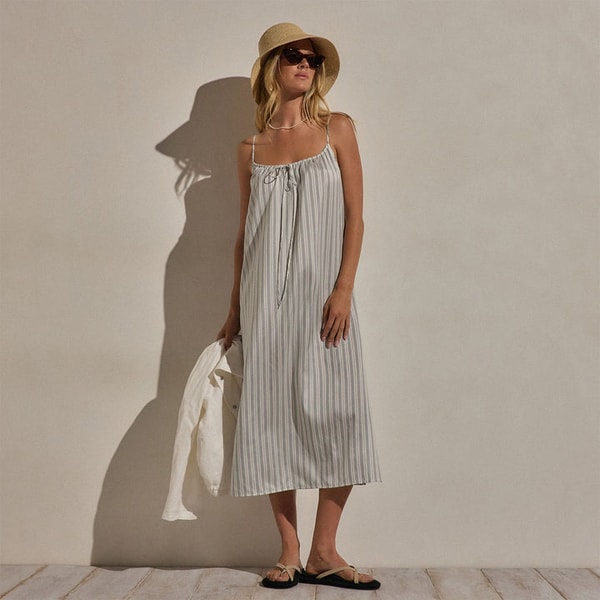 James Perse Silk Stripe Strappy Tie Dress Review