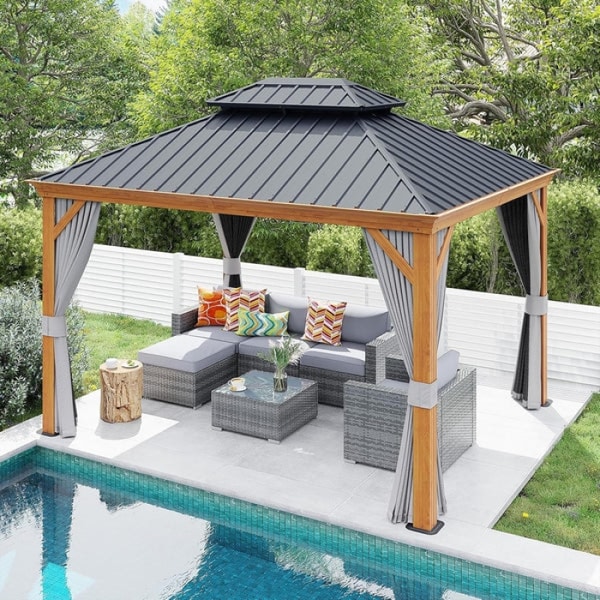Jardina 10*12 FT Double Roof Hardtop Gazebo Aluminum Frame Reviews