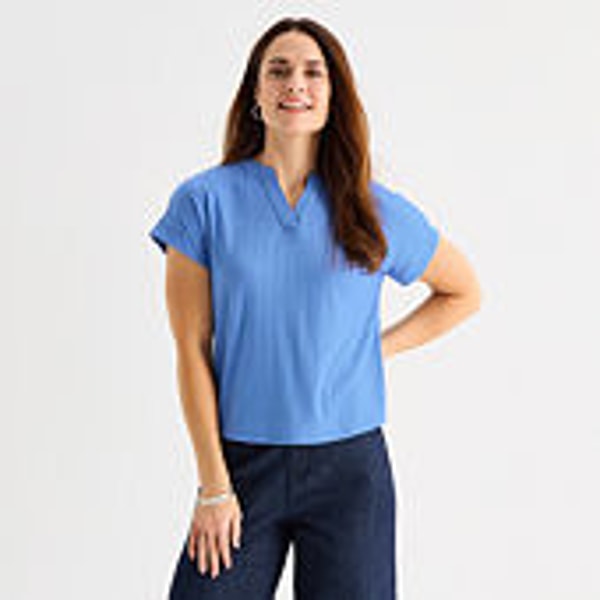 JCPenney Liz Claiborne Womens V Neck Short Sleeve Blouse Review