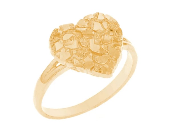 Jewelry Liquidation Cute Small Diamond Cut Heart Gold Nugget Ring Review