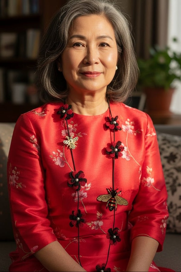 Jianhui London Single Strand Handmade Sakura Flower with bees Necklace &ndash; Sustainable Floral jewellry in Recycled Textile Review