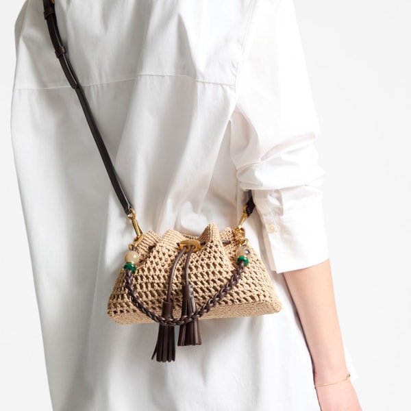 Jimmy Choo Cinch Small Natural and Chocolate Crochet Raffia Shoulder Bag Reviews