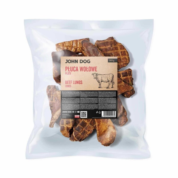 John Dog Naturalny suszony gryzak dla psa Płuca wołowe płaty 500 g Recenzja