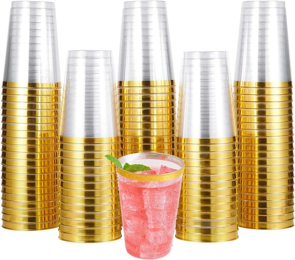 Jolly Chef 12oz Gold Rim Clear Wide Mouth PS Plastic Beer Cups Review