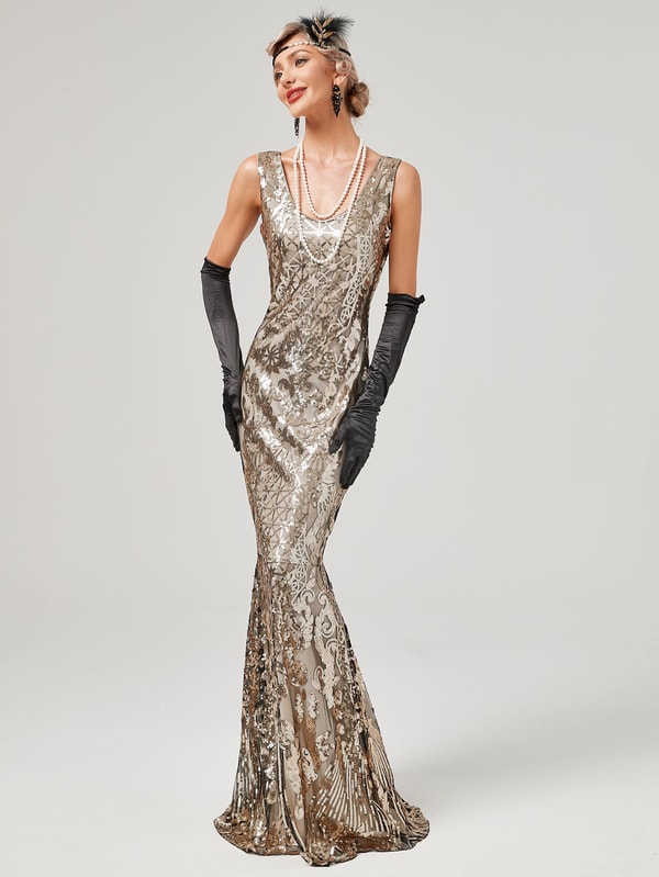 Jolly Vintage Gold 1920S Sequined Flapper Dress Review