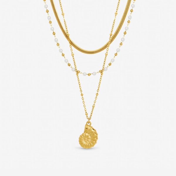 Jon Richard Gold Plated Waterproof Shell and Pearl Triple Row Necklace Review