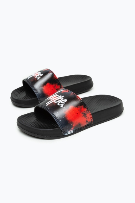 JUST HYPE Kids Unisex Black Red Sky Script Sliders Reviews