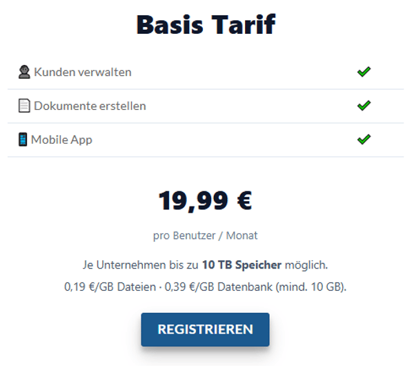 JustCRM Base Plan Bewertung