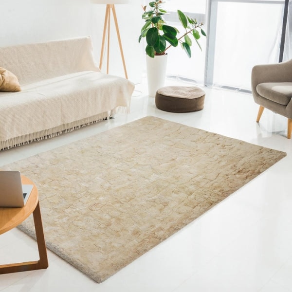 Karelias And Sons Beige Rabbit Fur Area Rug Reviews