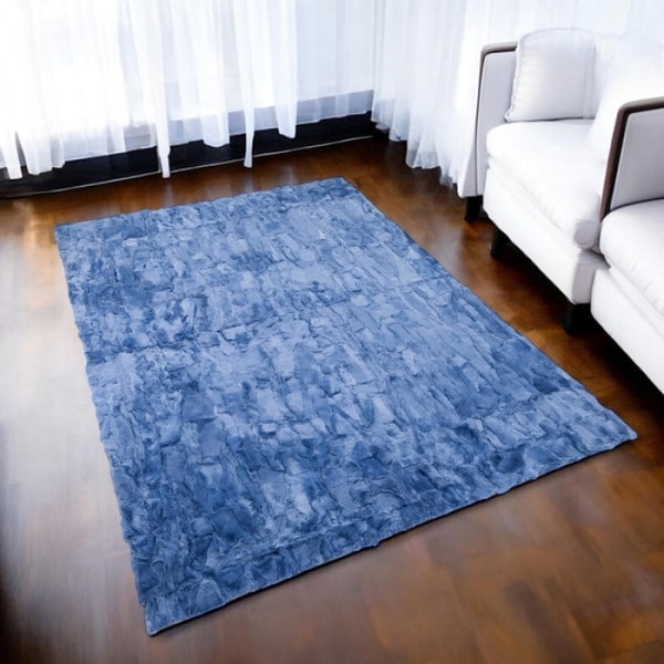 Karelias And Sons Bright Blue Rex Rabbit Fur Shaggy Rug Reviews