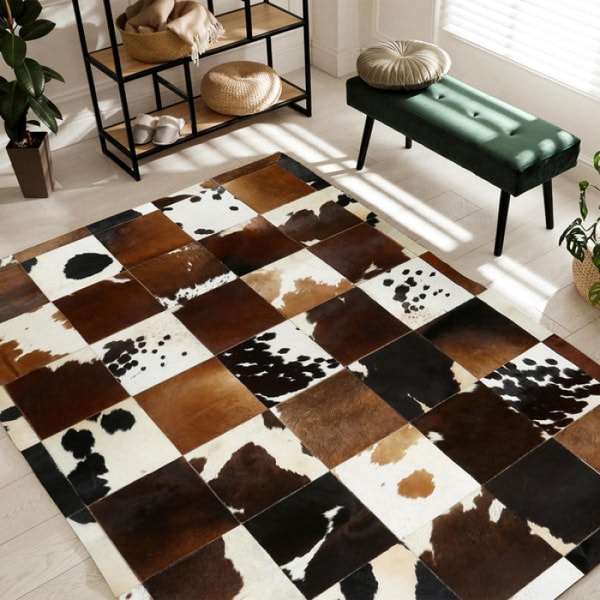 Karelias And Sons Brown & Cream Natural Cow Skin Textured Rug Reviews