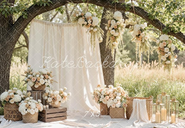 Kate Backdrop Spring Wedding Floral Cream Drapes Backdrop Review