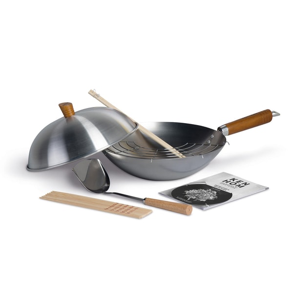 KEN HOM WOKS Classic 10 Piece Uncoated Carbon Steel Wok Set Reviews