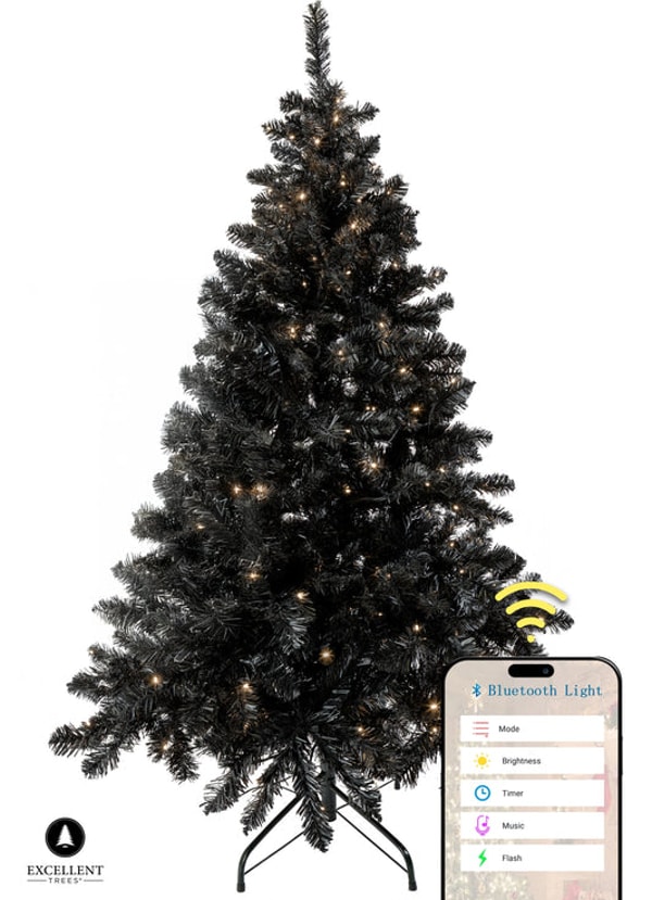 Kerstbomenwinkel Excellent Trees&reg; Stavanger Black 180 cm Zwarte Kerstboom met Verlichting Beoordeling