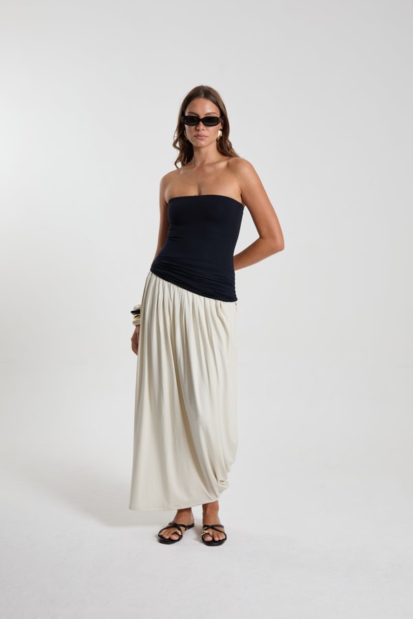 KLAYD Drape Tube Dress Two Toned Review