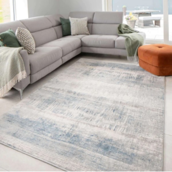 Kukoon Soft Blue Distressed Abstract Living Room Area Rug - Bedtime Review
