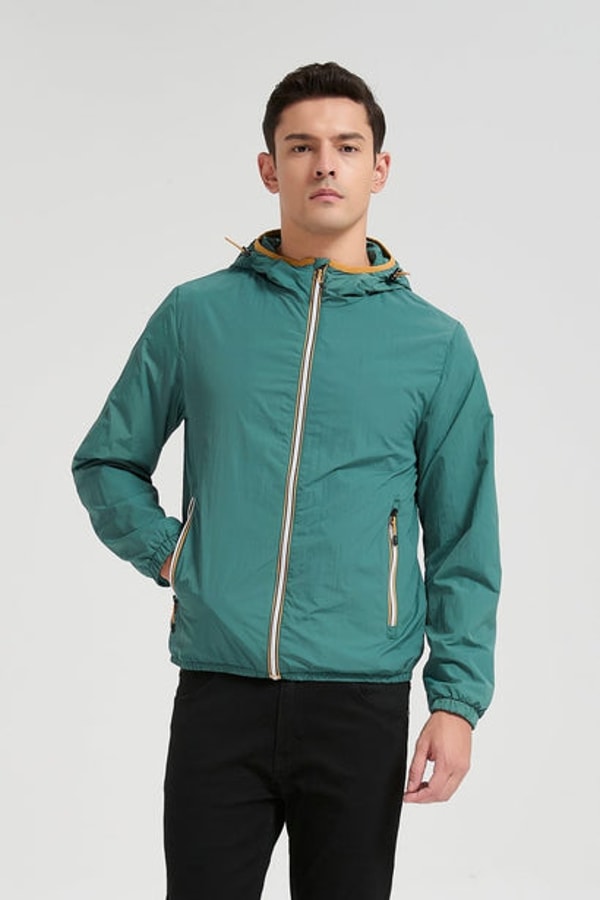 Kymaxx Veste coupe-vent homme &agrave; capuche Vert Avis