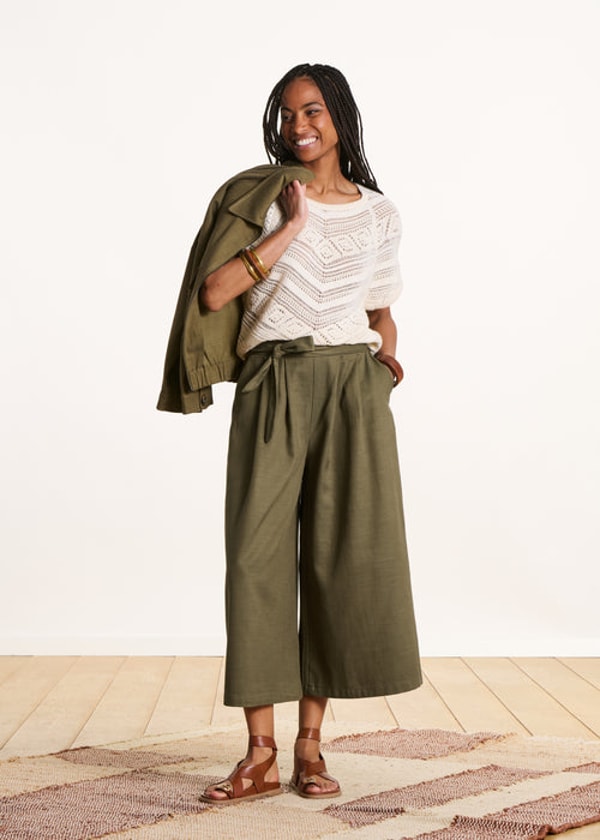 La F&eacute;e Marabout&eacute;e Wide Fluid Khaki 7/8-Length Pants Avis
