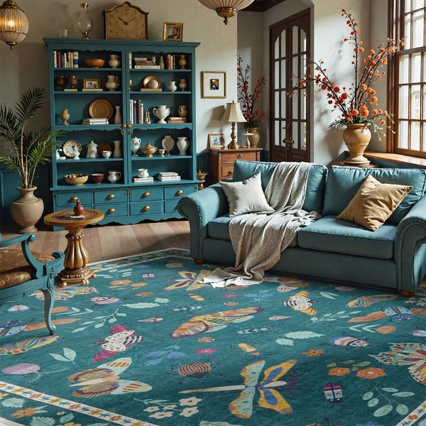 Lahome Vionnet Washable Modern Parisian Insect Green Rug Review