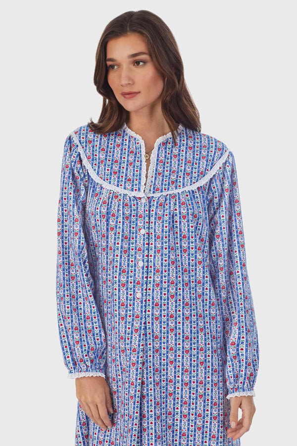 Lanz of Salzburg Classic Blue Tyrolean Stripe Flannel Nightgown Review