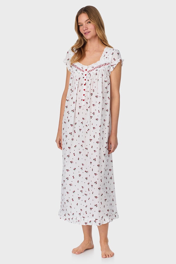 Lanz of Salzburg Strawberry Jubilee Cotton Lawn Cap Sleeve Long Nightgown Review